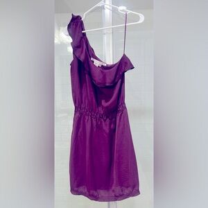 Max Studio one shoulder burgundy ruffle dress